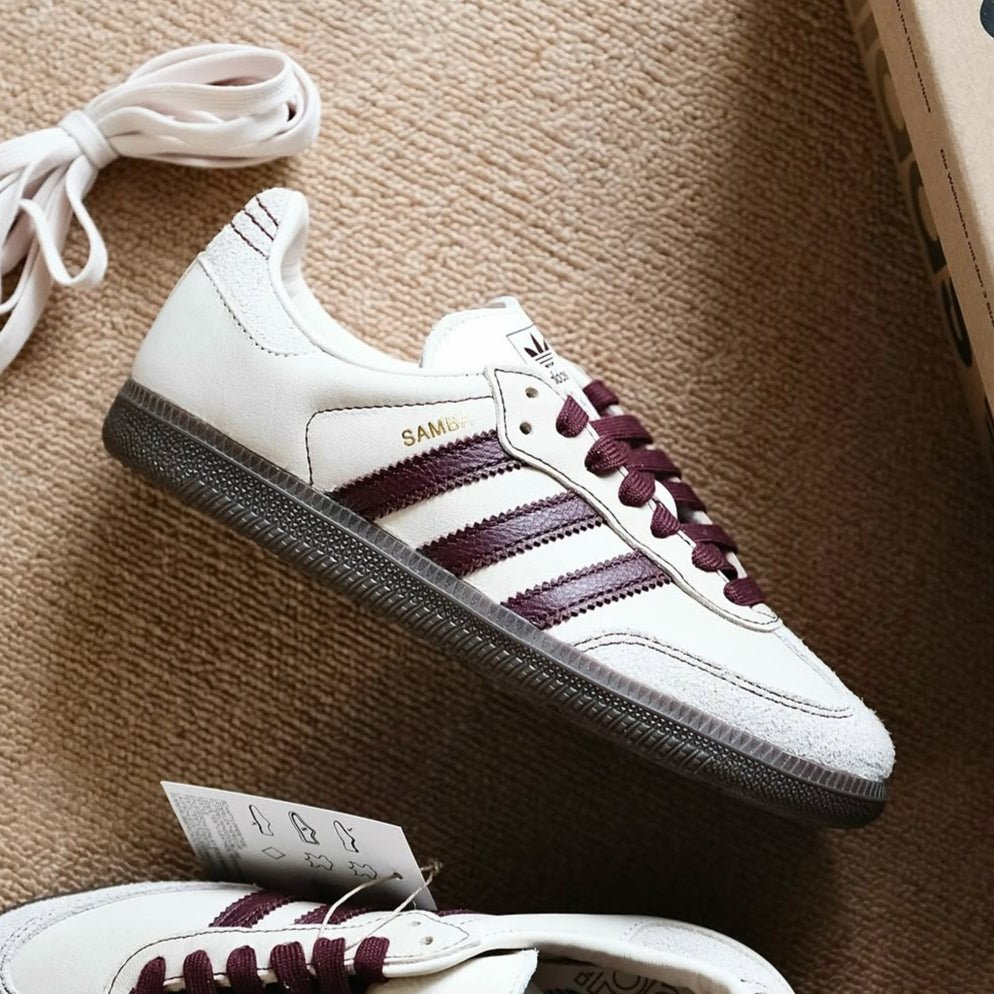 Adidas Samba OG Wonder White Maroon - HADNUS