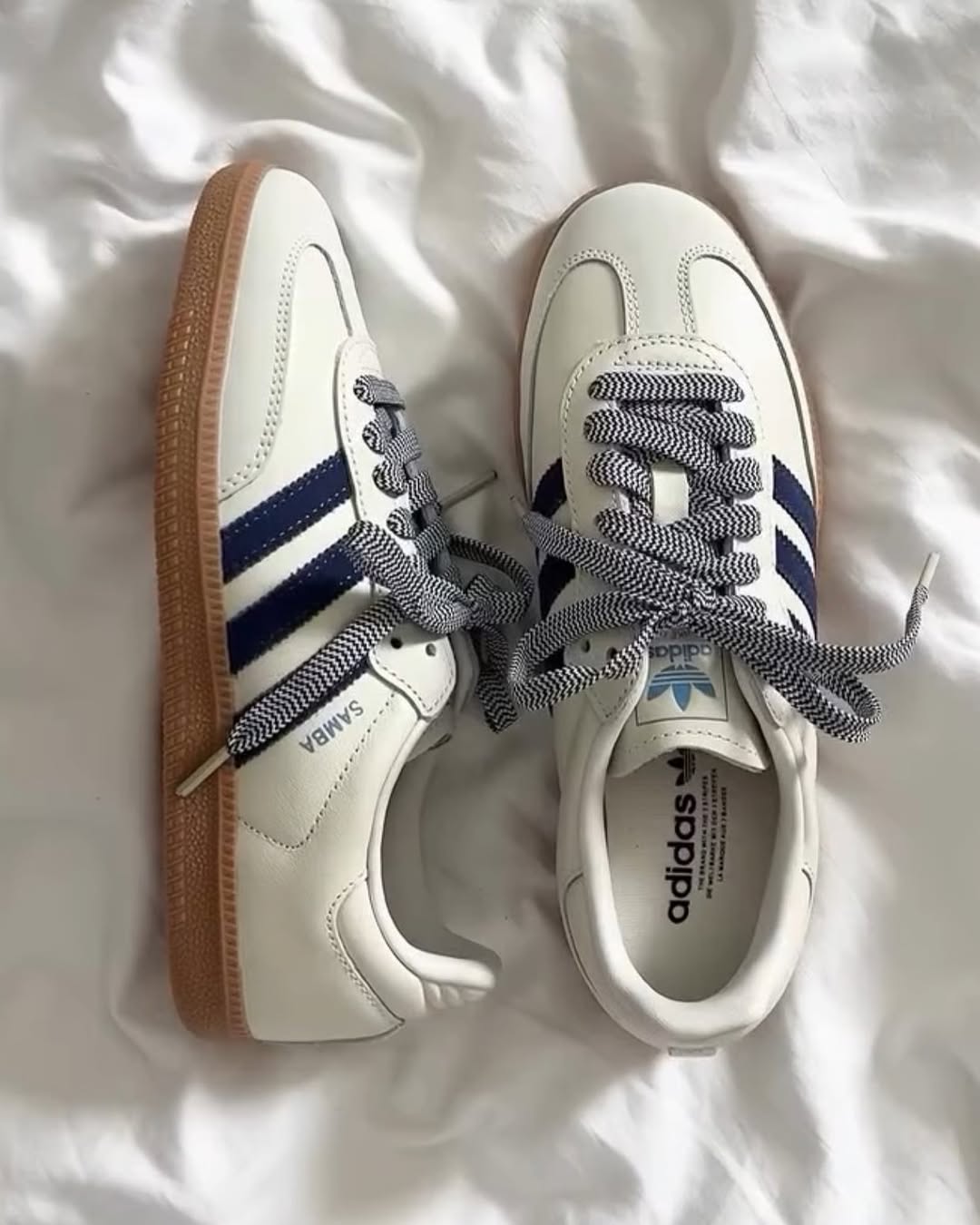 Adidas Wmns Samba OG Off White Dark Blue - HADNES