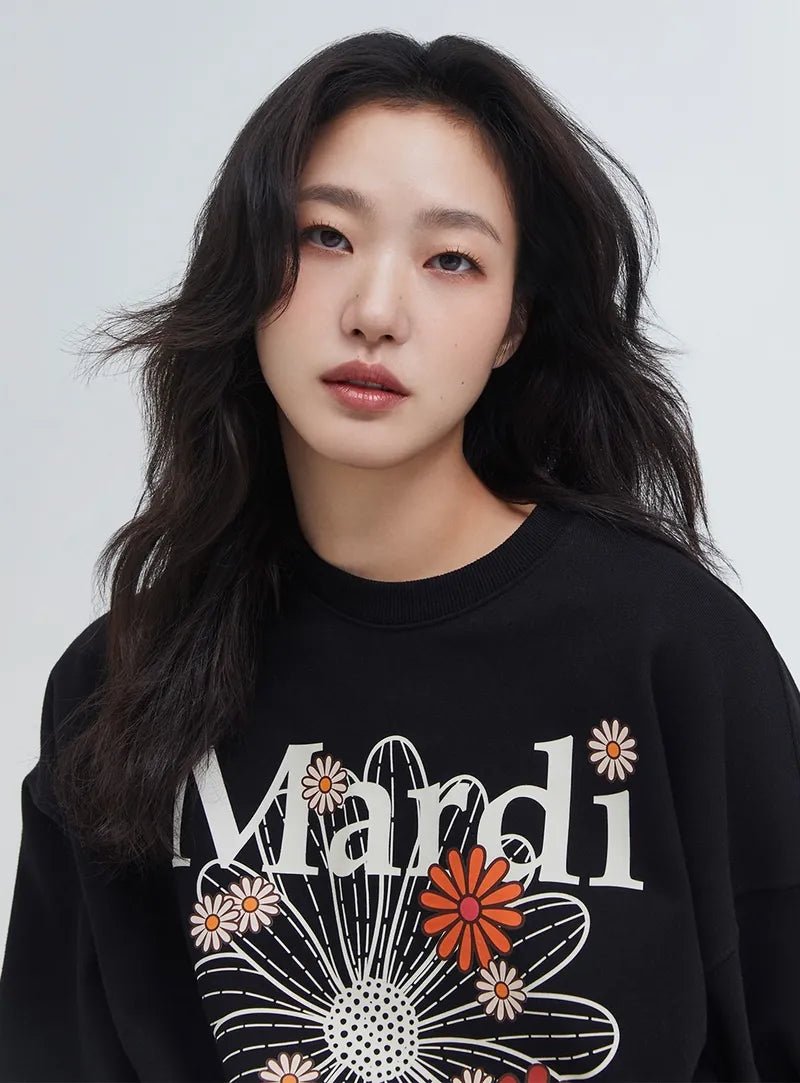 Mardi Mercredi Sweatshirt Flowermardi Blossom Black Cream - HADNES
