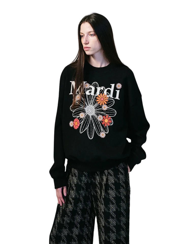 Mardi Mercredi Sweatshirt Flowermardi Blossom Black Cream - HADNES