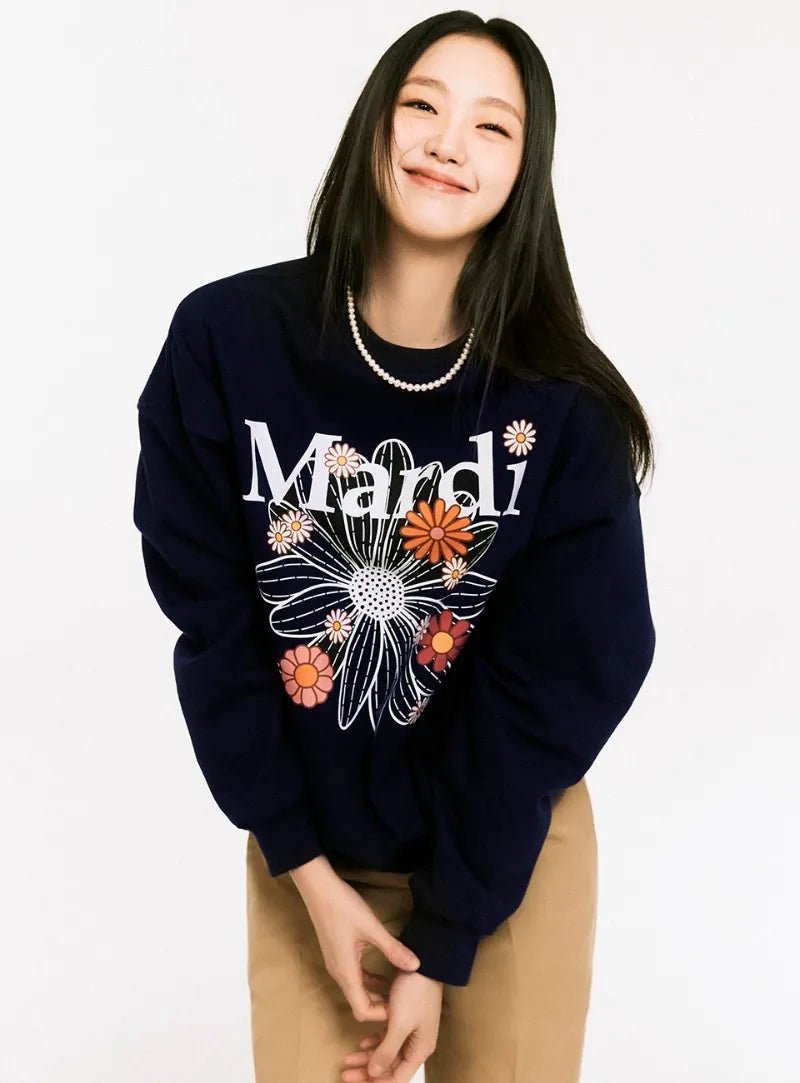 Mardi Mercredi Sweatshirt Flowermardi Blossom Black Cream - HADNES