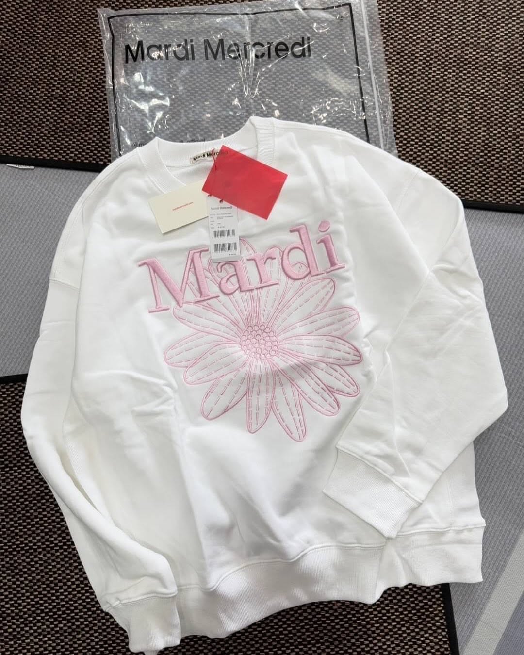 Mardi Mercredi SWEATSHIRT FLOWERMARDI NEEDLEWORK WHITE PINK - HADNES