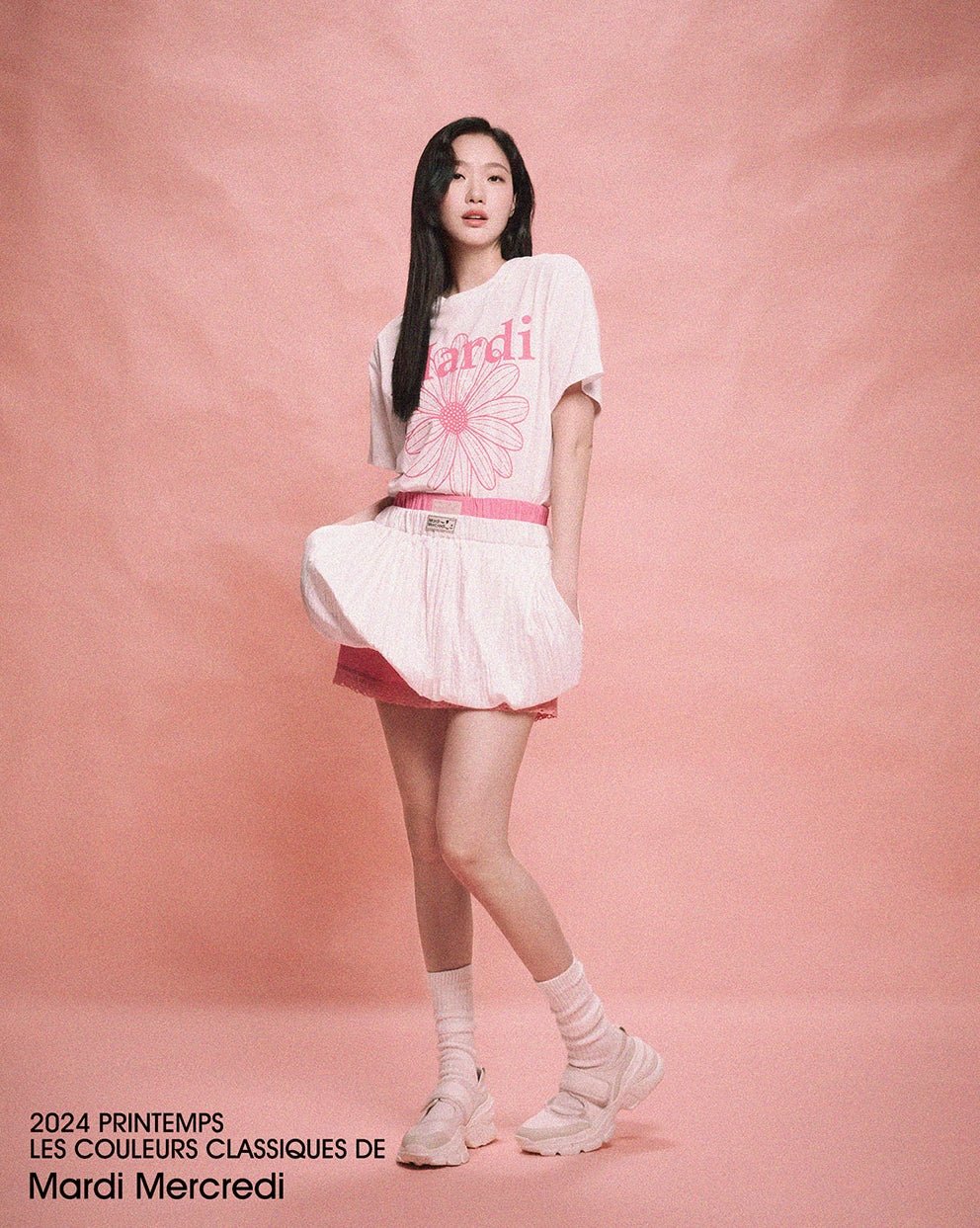 MARDI MERCREDI TSHIRT FLOWERMARDI_WHITE PINK - HADNES