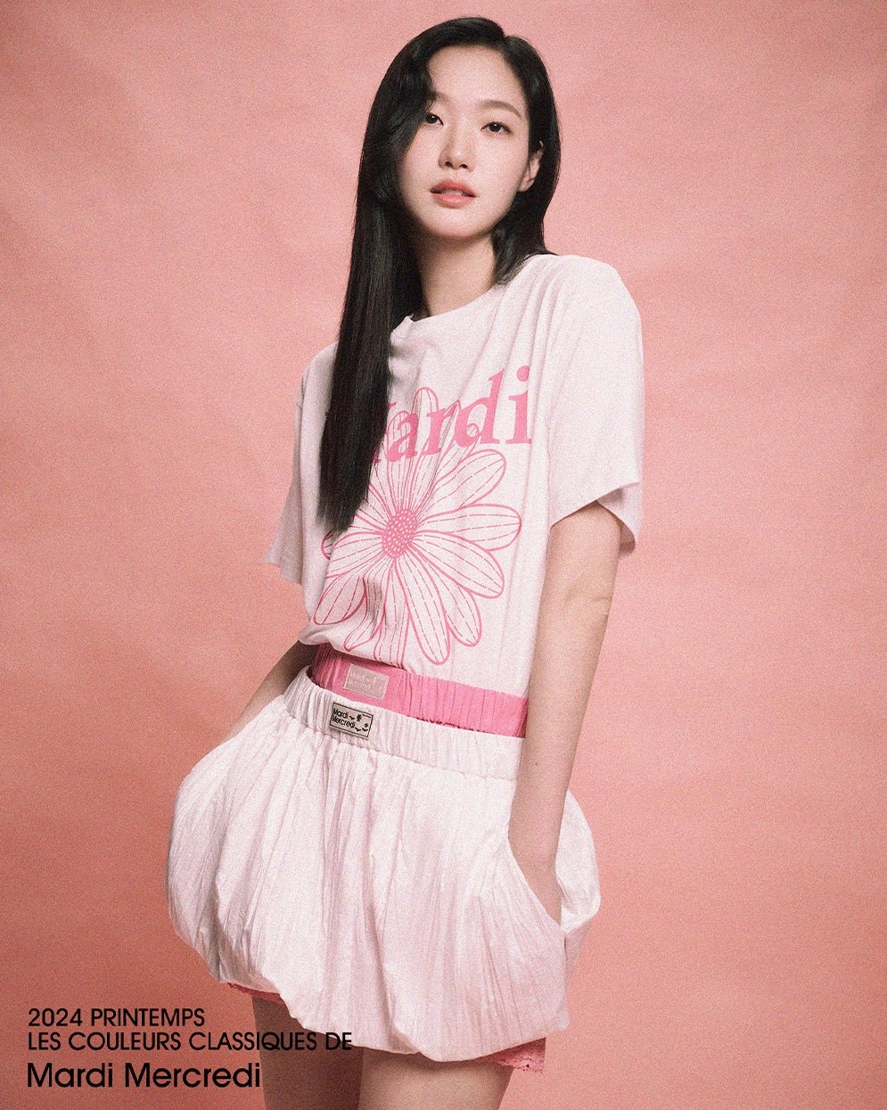 MARDI MERCREDI TSHIRT FLOWERMARDI_WHITE PINK - HADNES