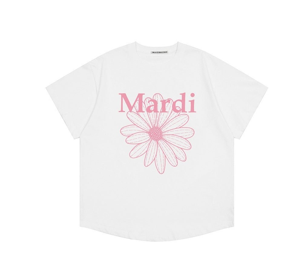 MARDI MERCREDI TSHIRT FLOWERMARDI_WHITE PINK - HADNES