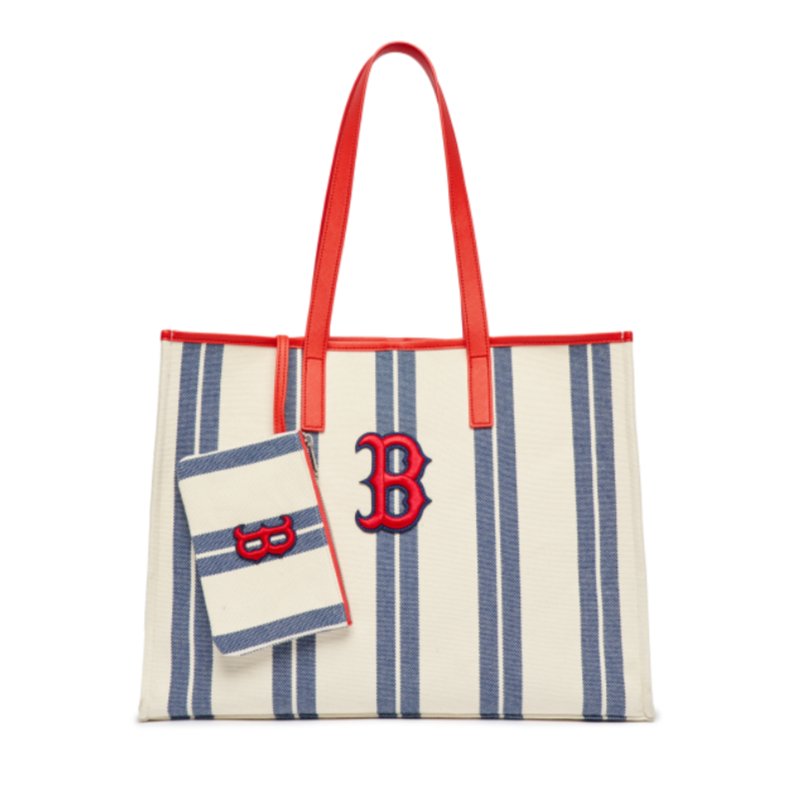 大人氣 - Mlb Ethnic Stripe Tote Bag Boston Redsox - HADNUS