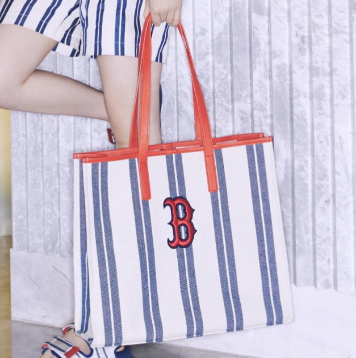 大人氣 - Mlb Ethnic Stripe Tote Bag Boston Redsox - HADNUS