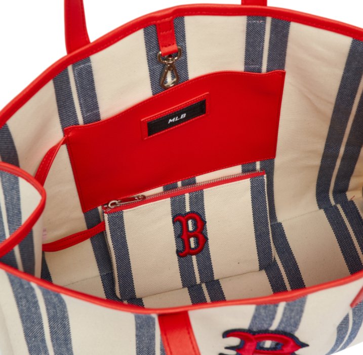 大人氣 - Mlb Ethnic Stripe Tote Bag Boston Redsox - HADNUS