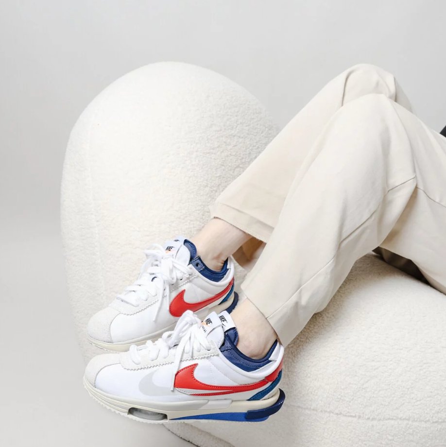 Nike Zoom Cortez Sp X Sacai White University Red Blue - HADNUS