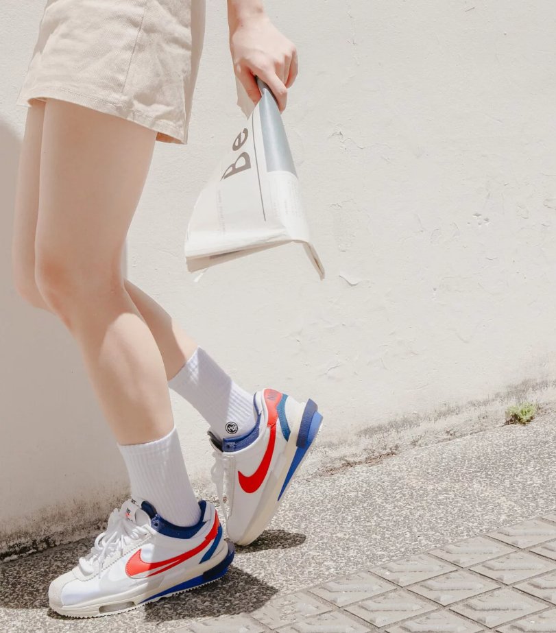 Nike Zoom Cortez Sp X Sacai White University Red Blue - HADNUS